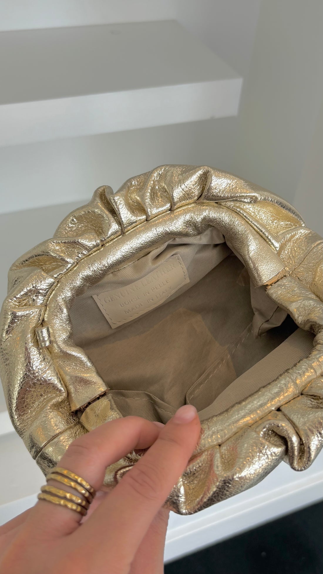 Pamela Leather Clutch Gold