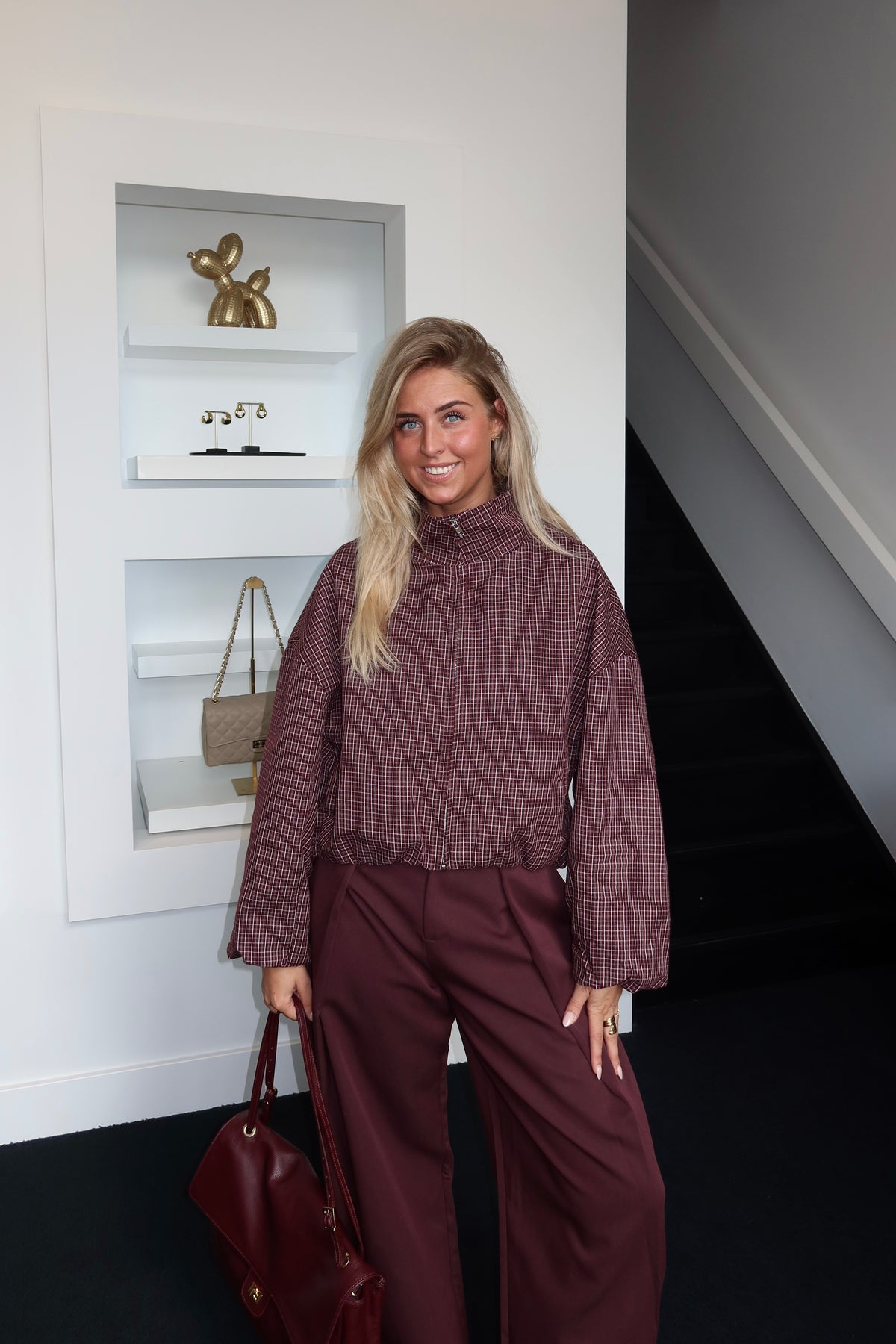 Plaid Bordeaux Jacket 16056