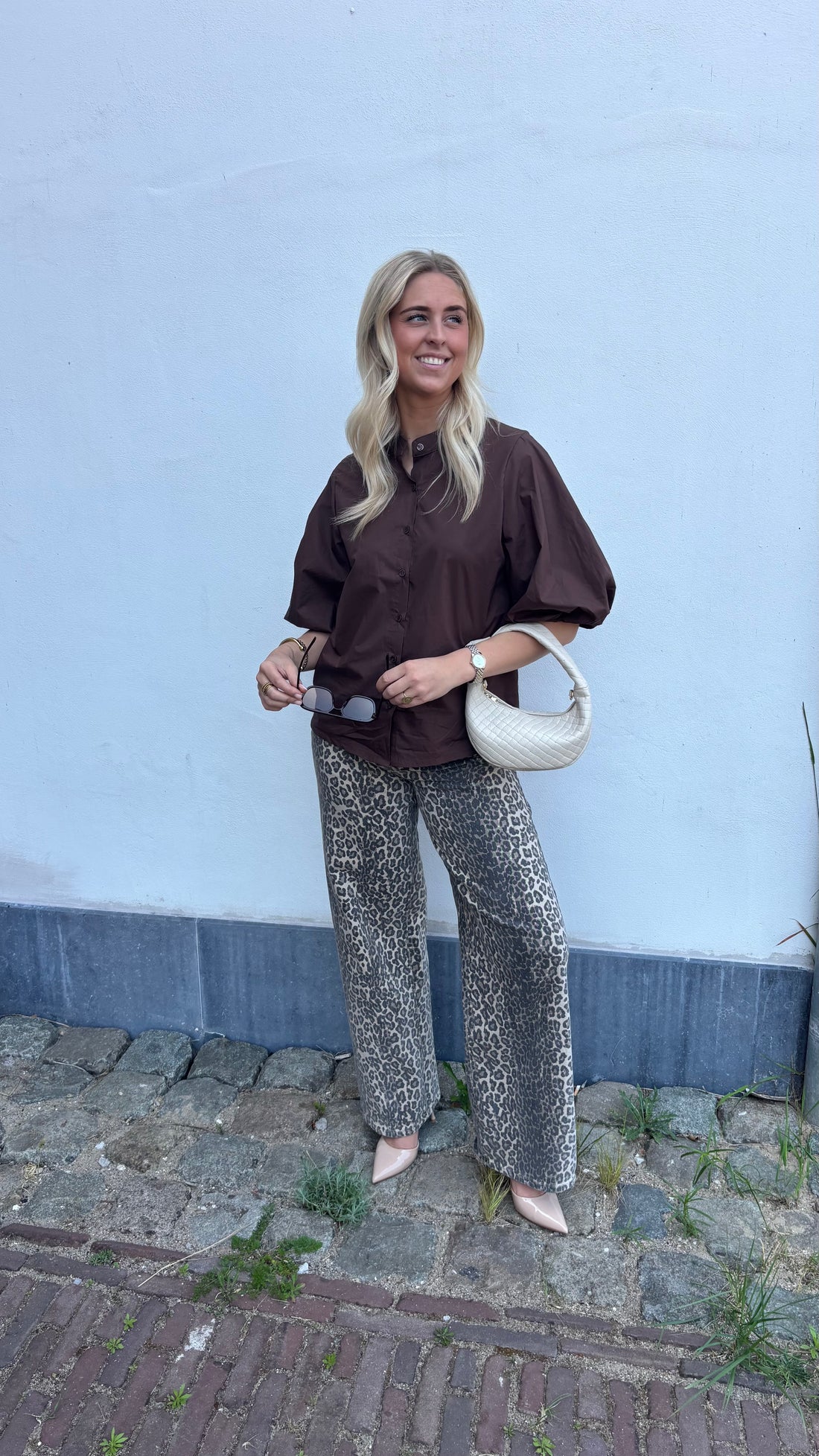Puff Sleeve Blouse Brown