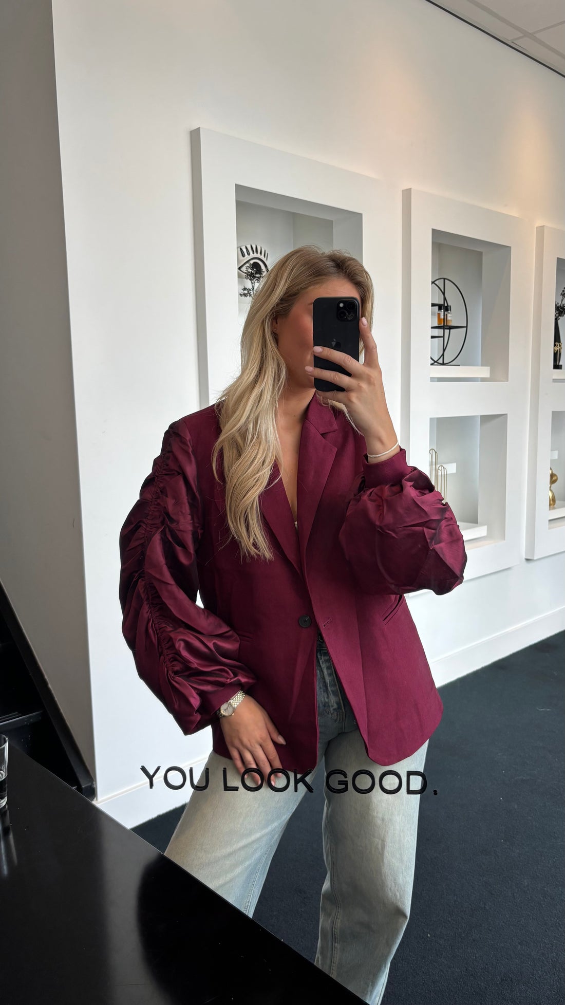 Maeve Bomber Blazer Burgundy