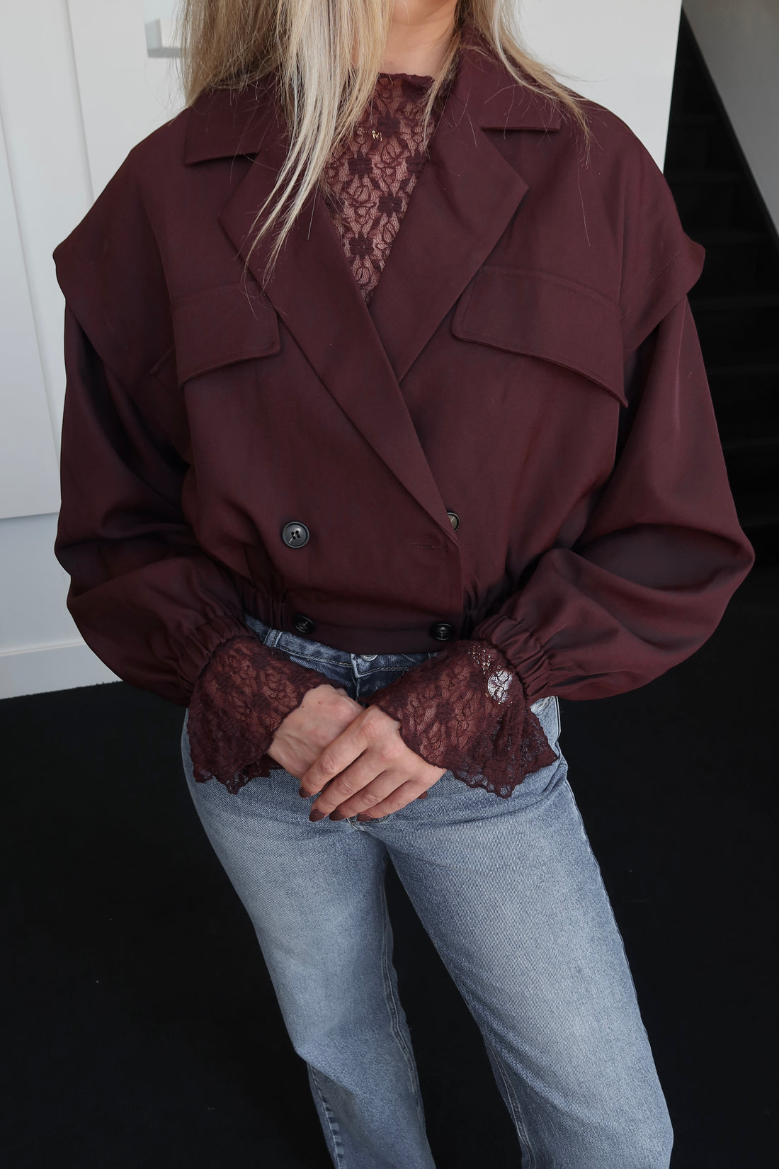 Ambika Kaya Lace Top Burgundy