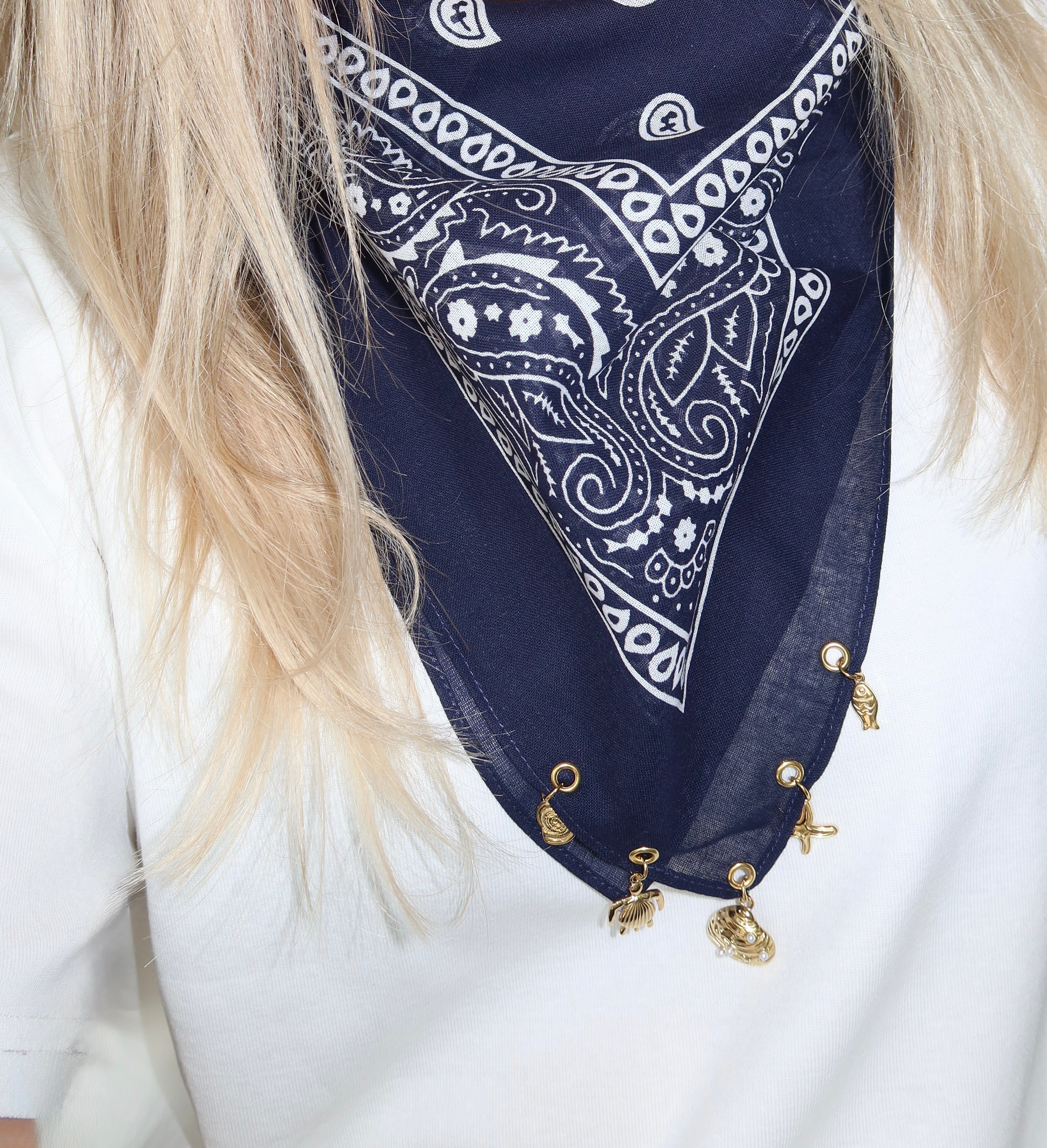 Charm Bandana Scarf Navy
