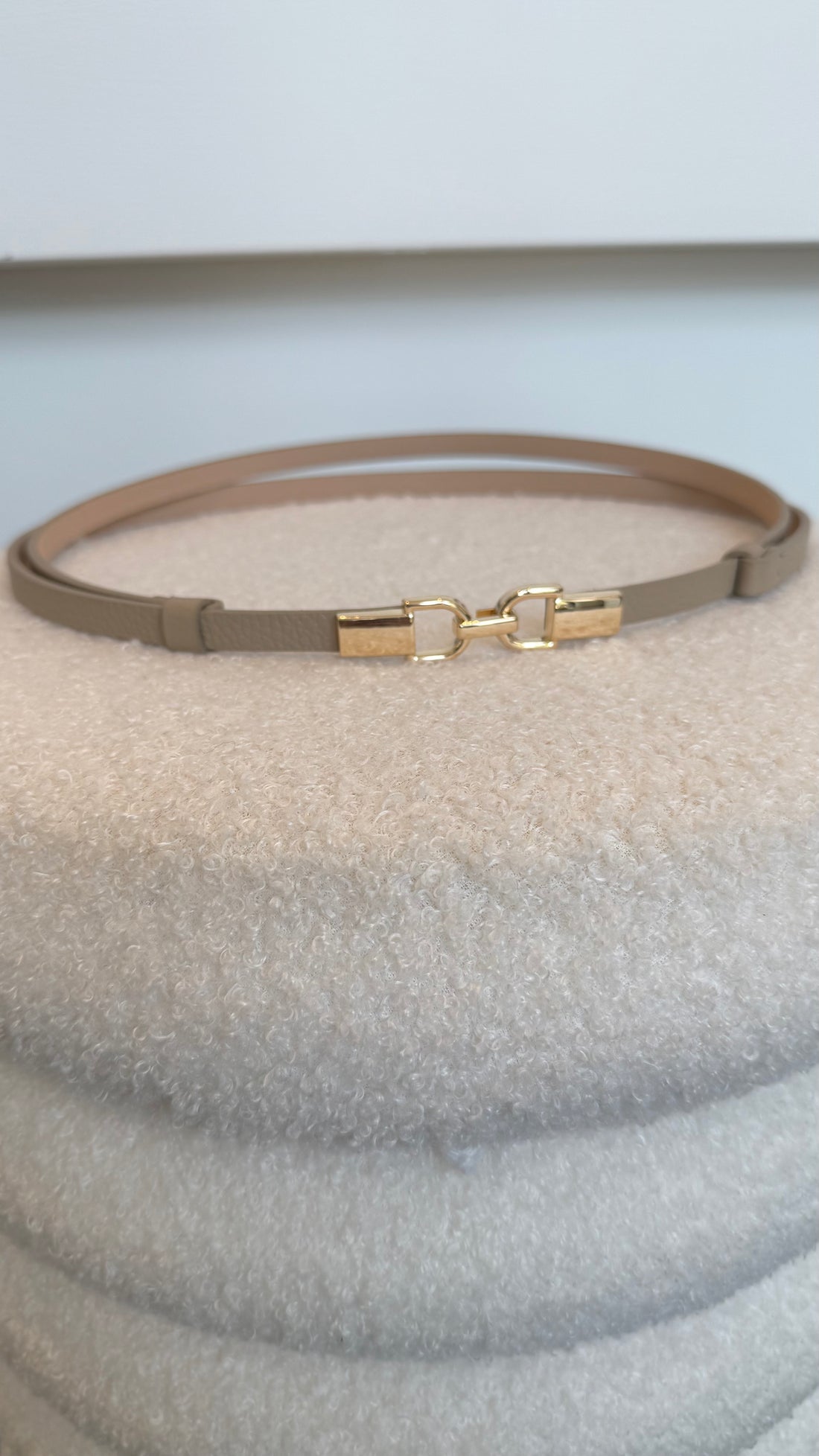 Small Real Leather Belt Taupe