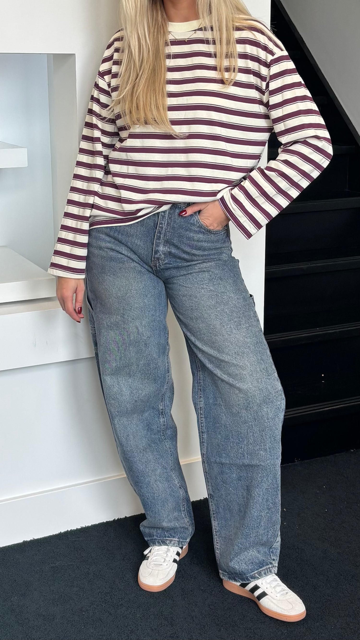 Striped Long Sleeve Burgundy 3514