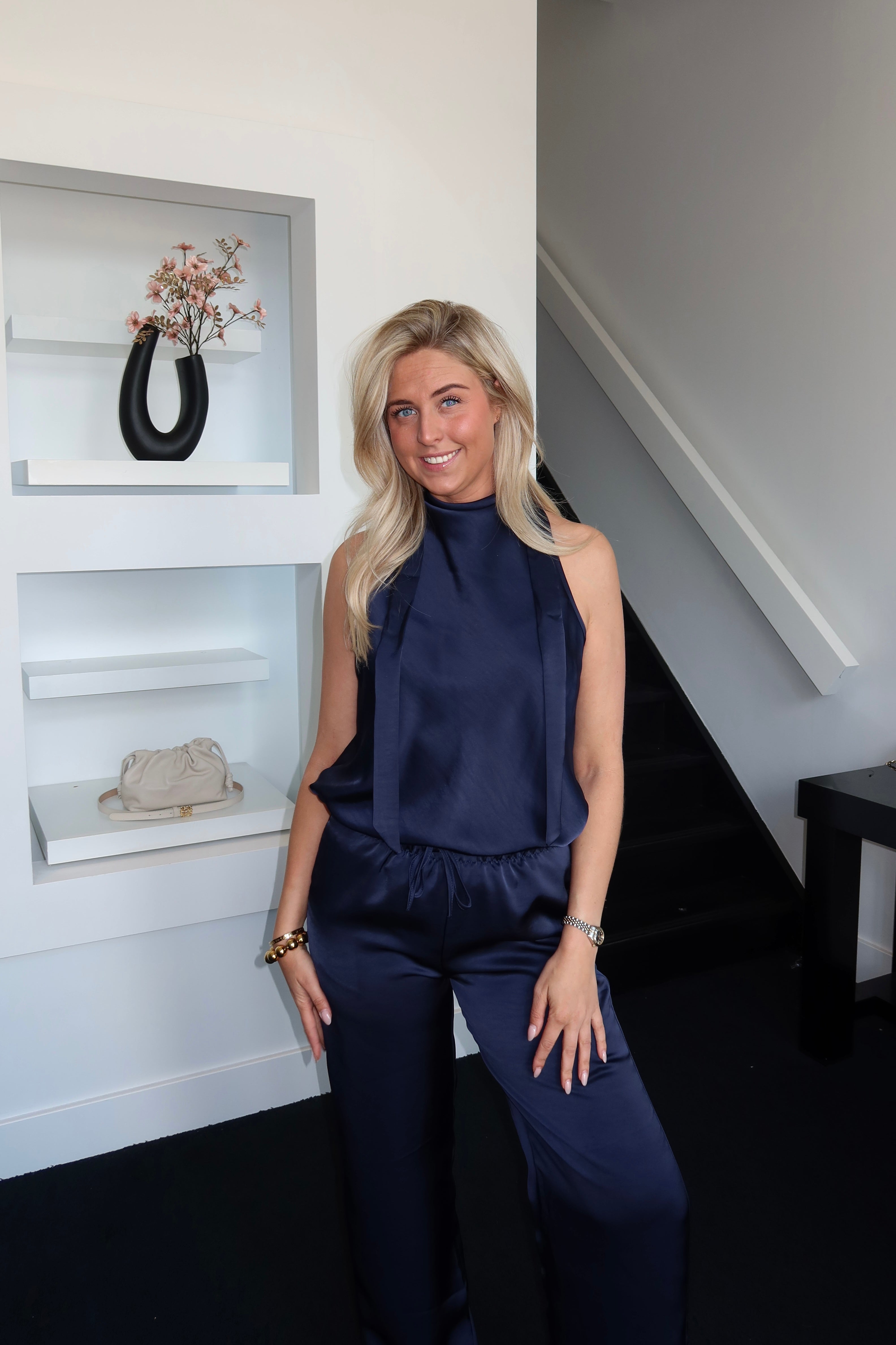 Faye Satin Pants Navy
