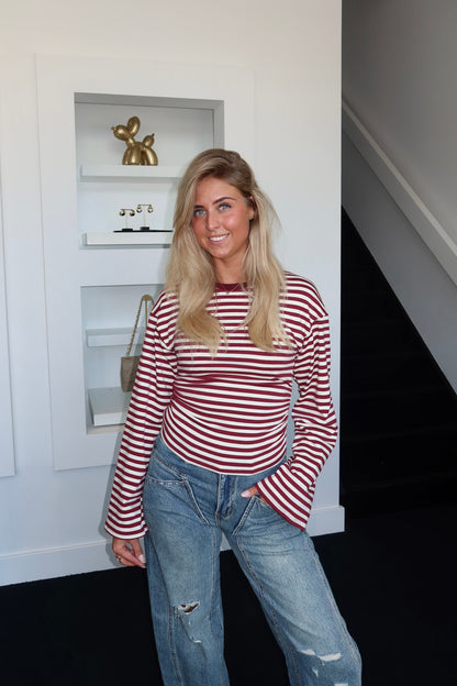 Fitted Striped Longsleeve Bordeaux