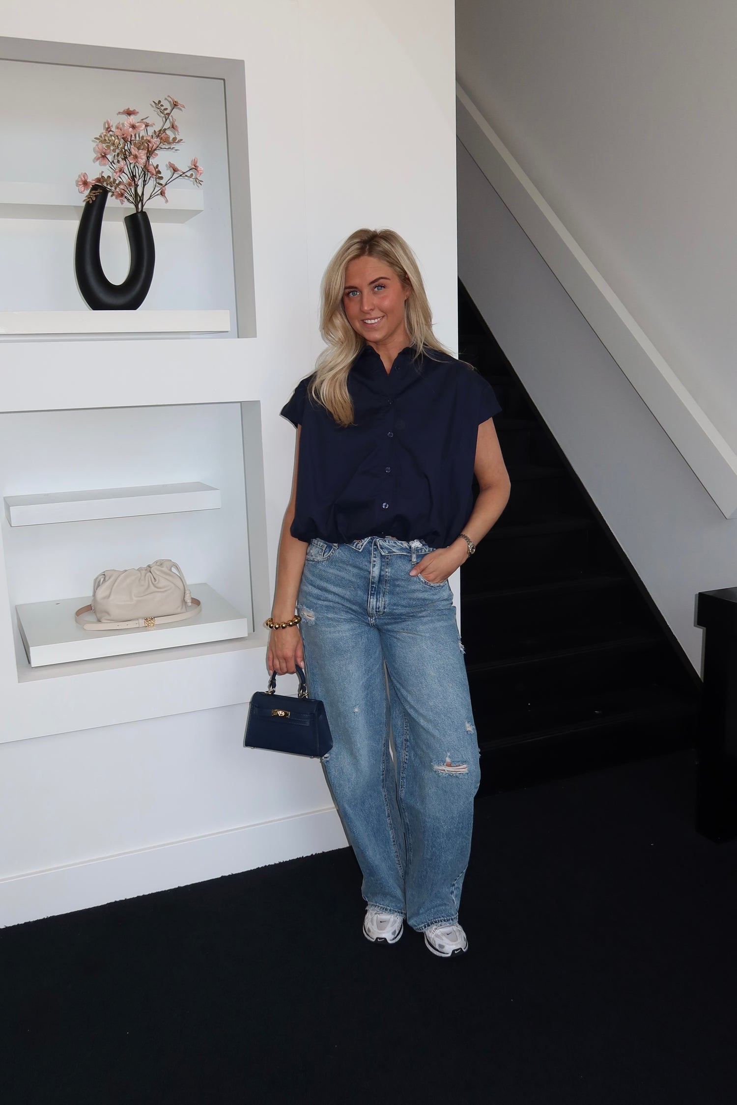 Amé Bomber Blouse Navy