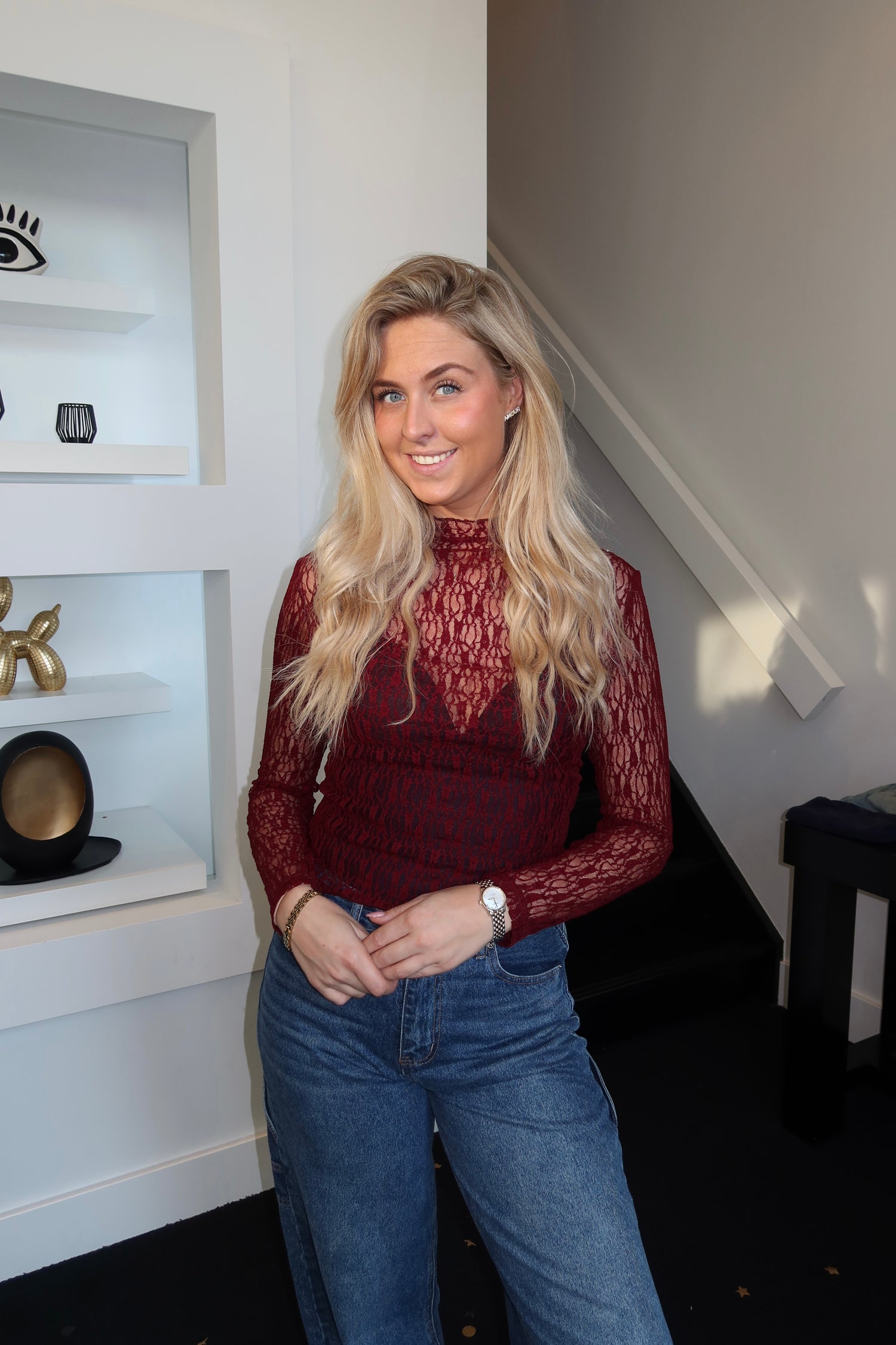 Lace Top Burgundy 6282