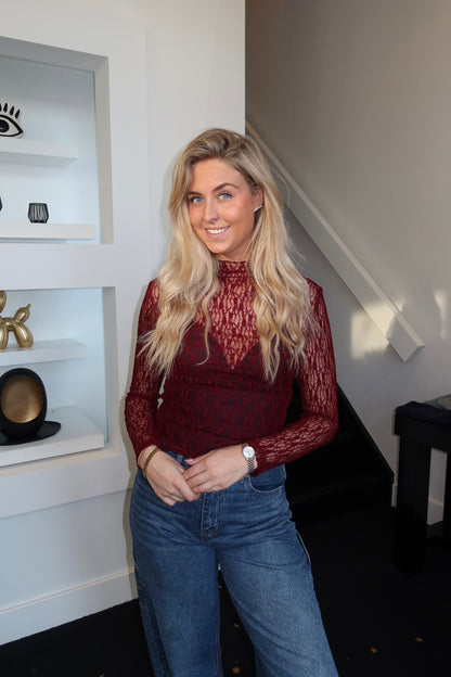 Lace Top Burgundy 6282