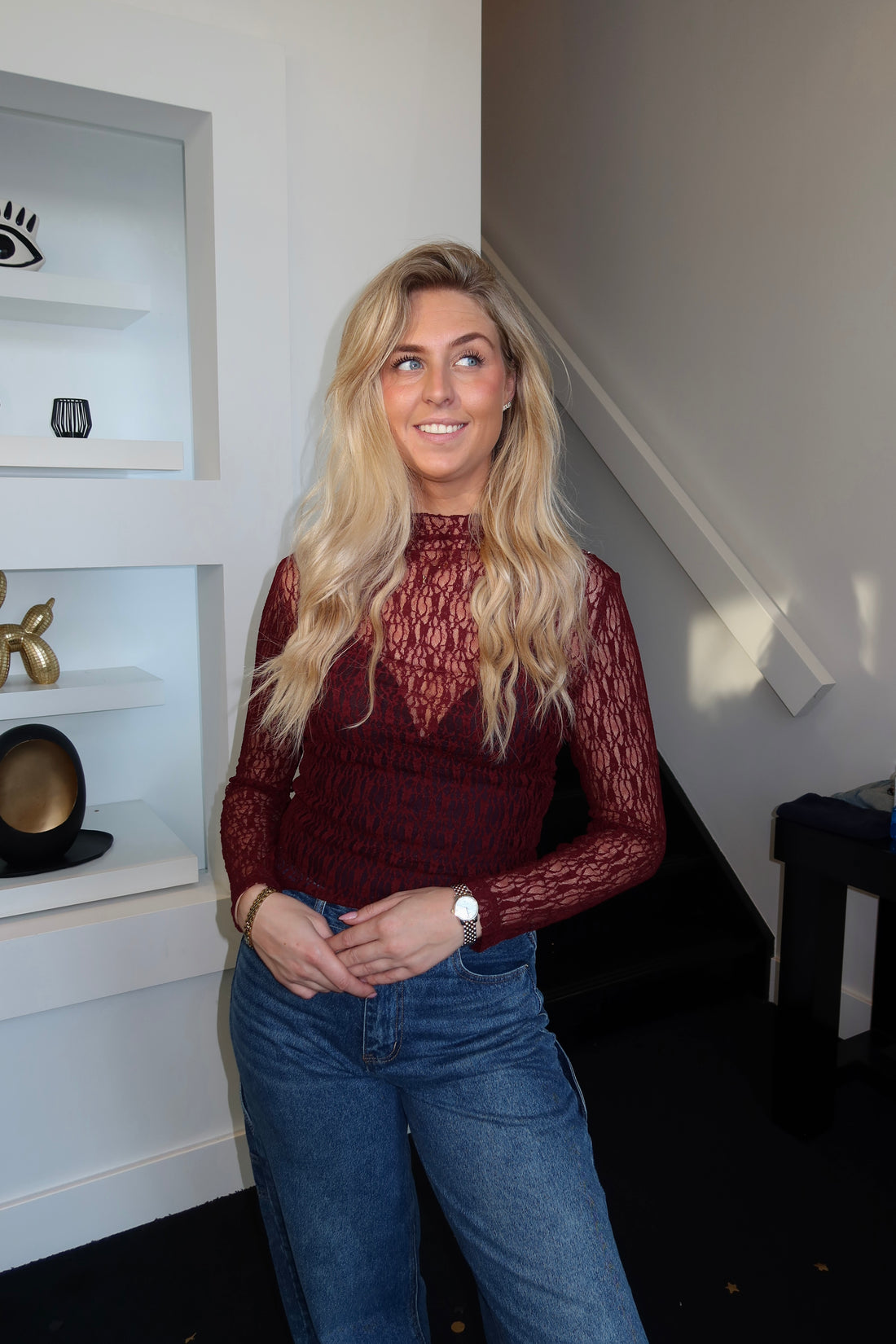 Lace Top Burgundy 6282