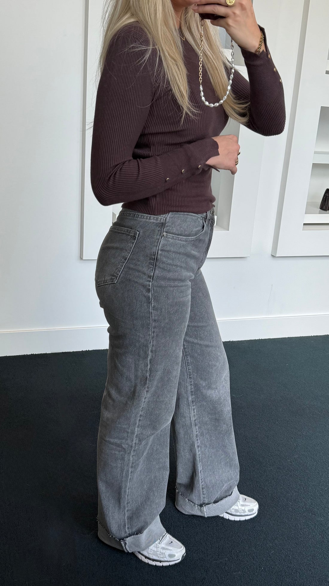 Laulia Dad Fit Jeans Grey 3327