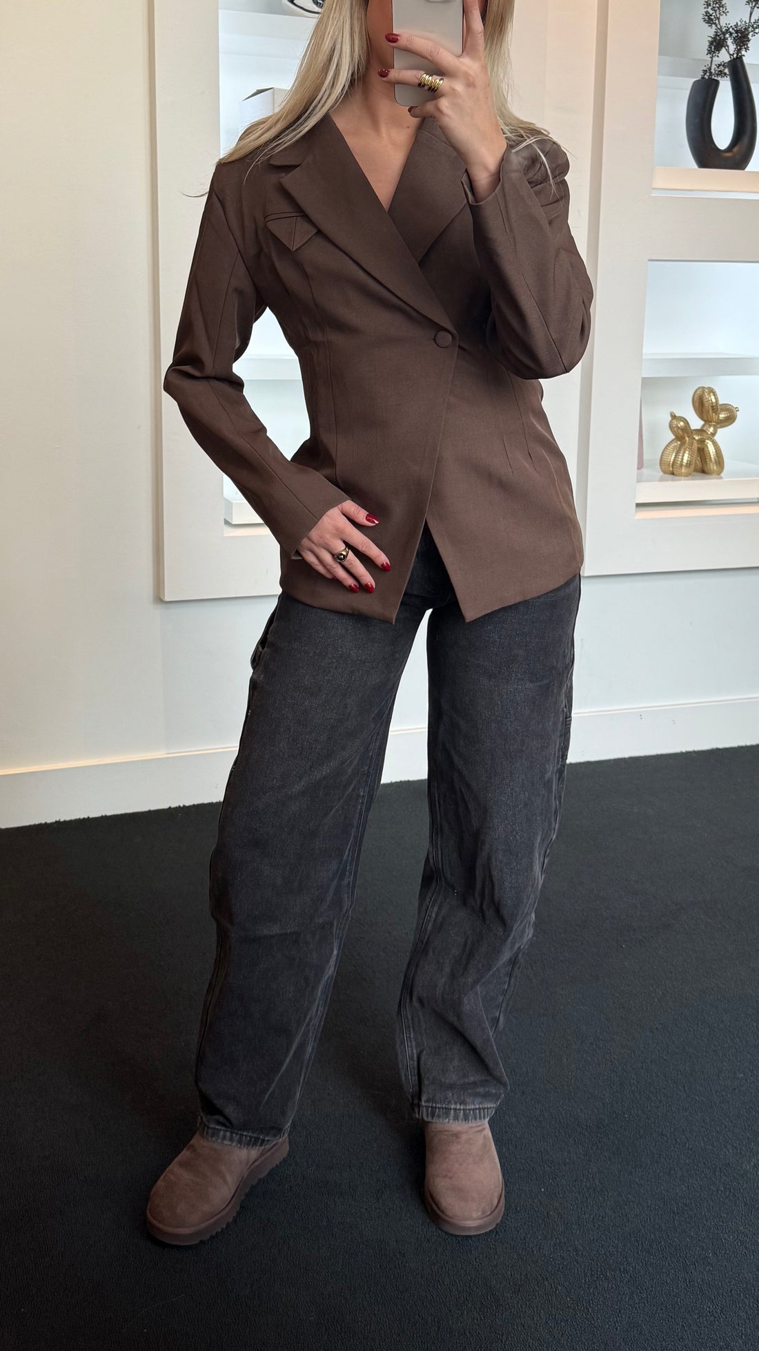 Gina Baggy Jeans Dark Grey 3463