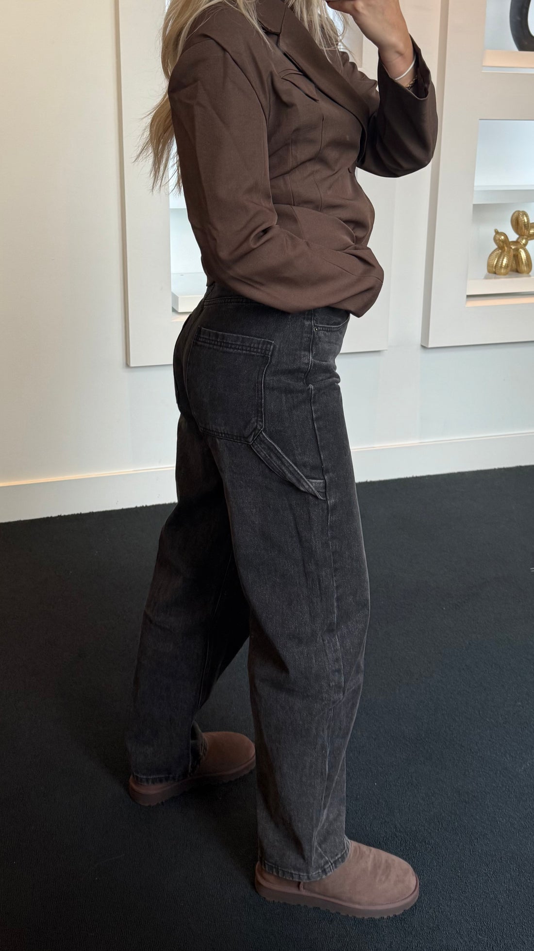 Gina Baggy Jeans Dark Grey 3463