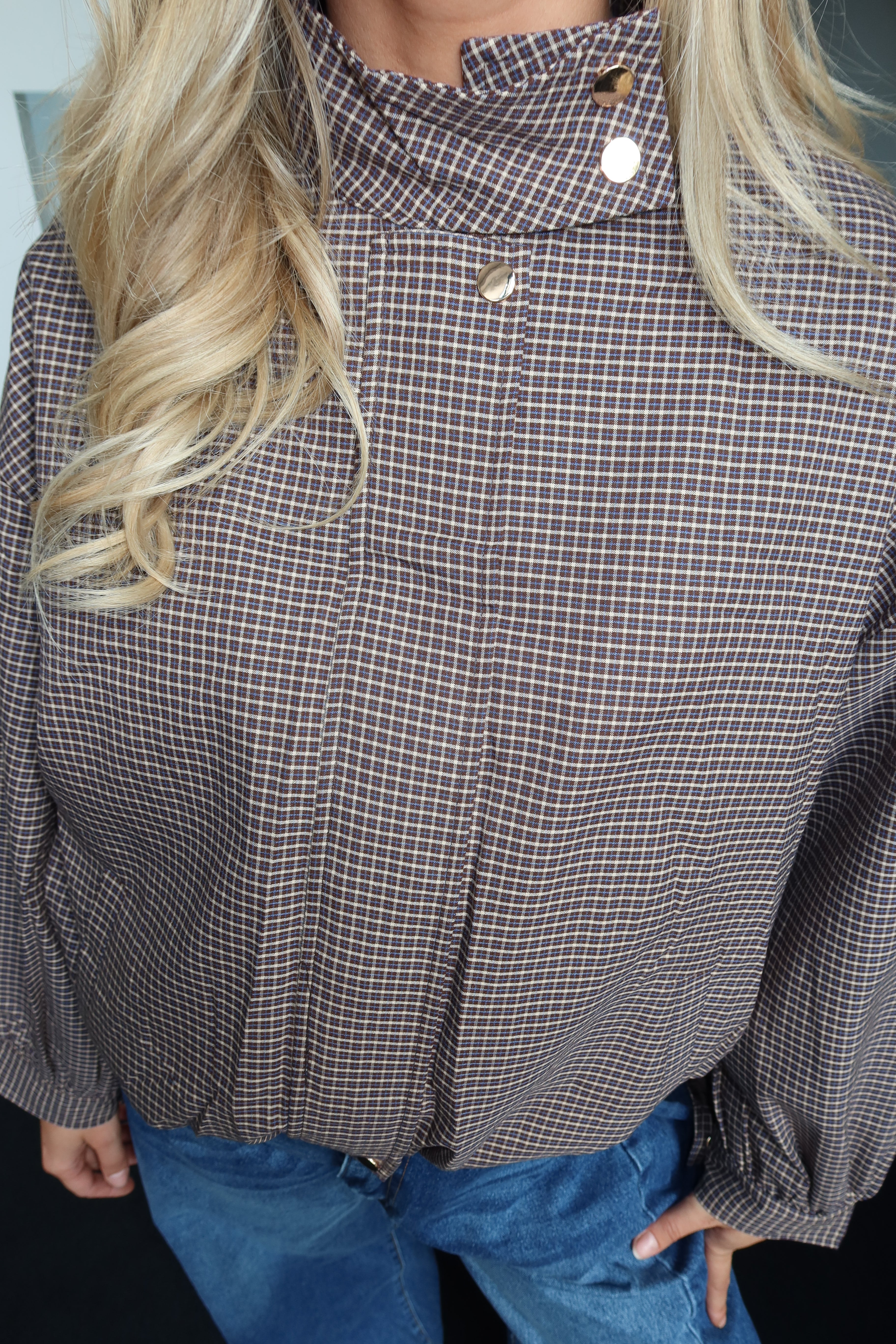 Plaid Bomber Jacket Choco 8198