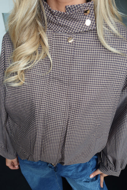 Plaid Bomber Jacket Choco 8198