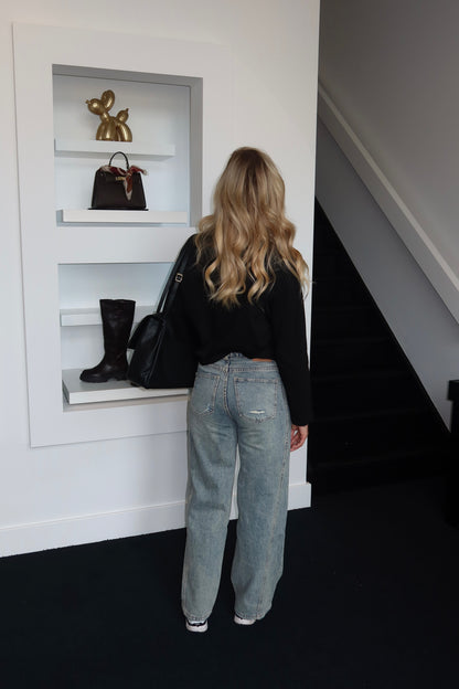SeeSee Wide Leg Jeans Washed Denim 5042