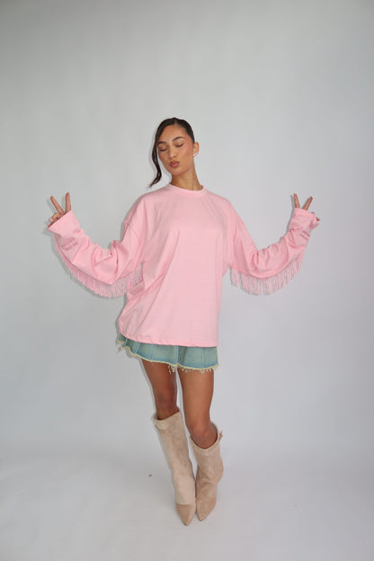 Kaia Fringe Long Sleeve Pink
