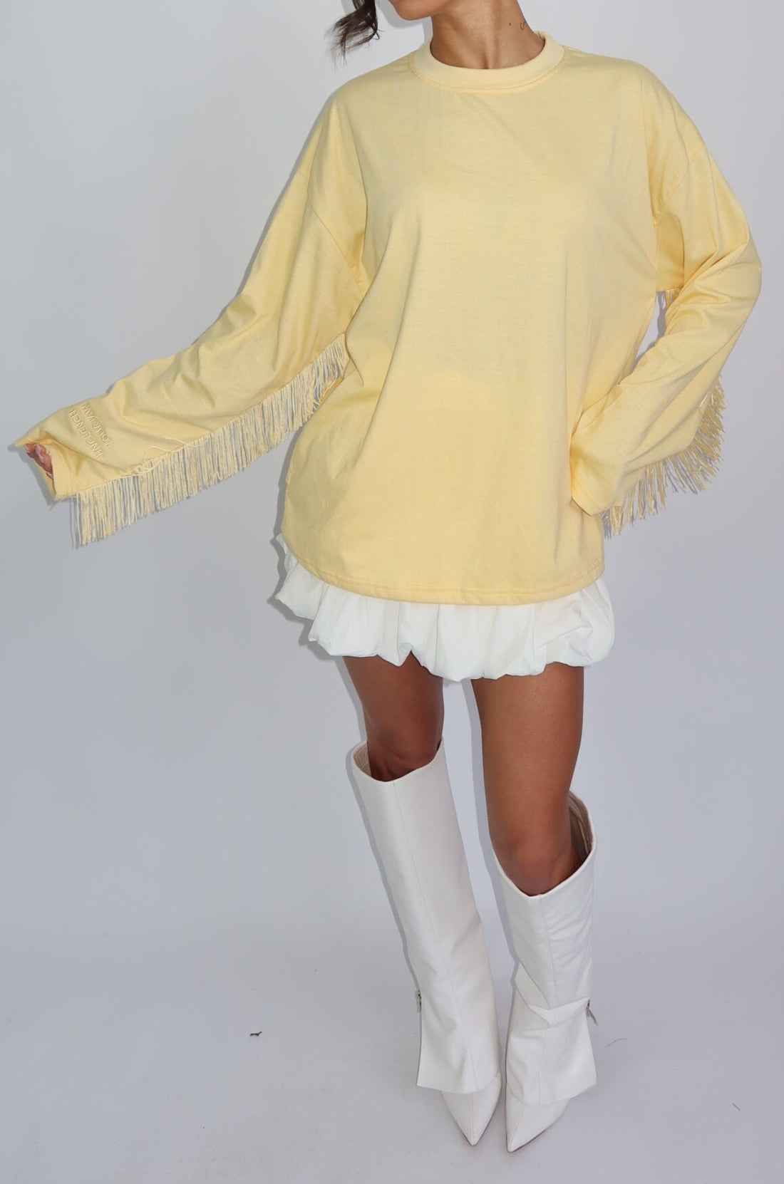 Kaia Fringe Long Sleeve Butter Yellow