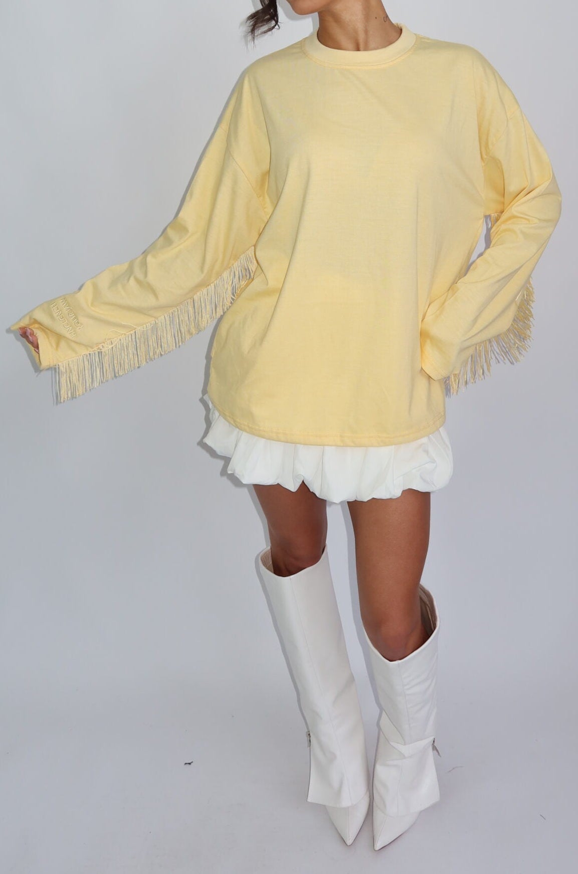 Kaia Fringe Long Sleeve Butter Yellow