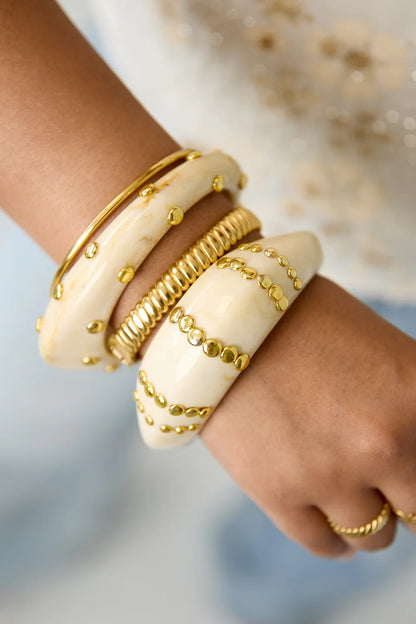 Bold Beige Studs Bangle