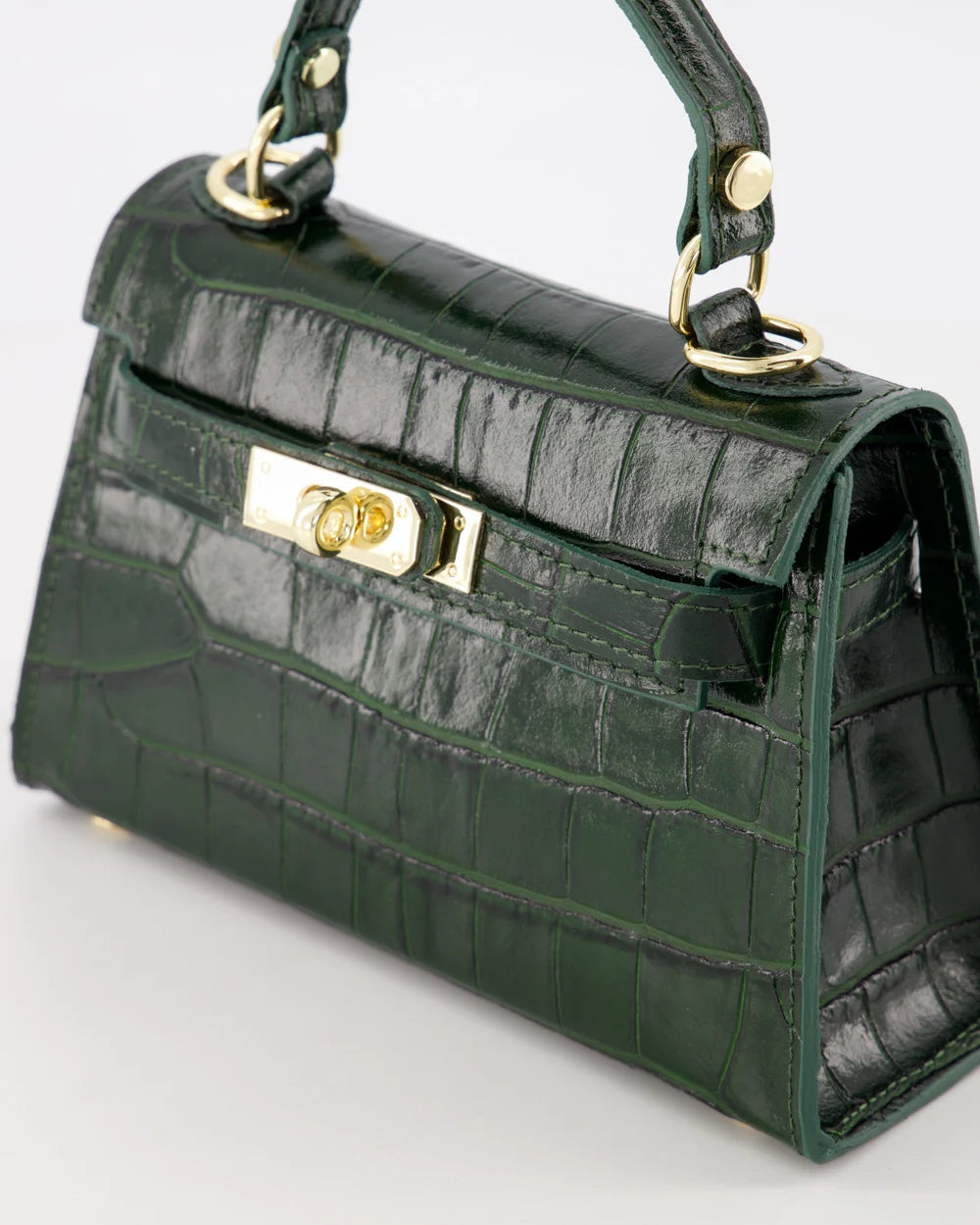 Kella Leather Bag Croco Emerald Green