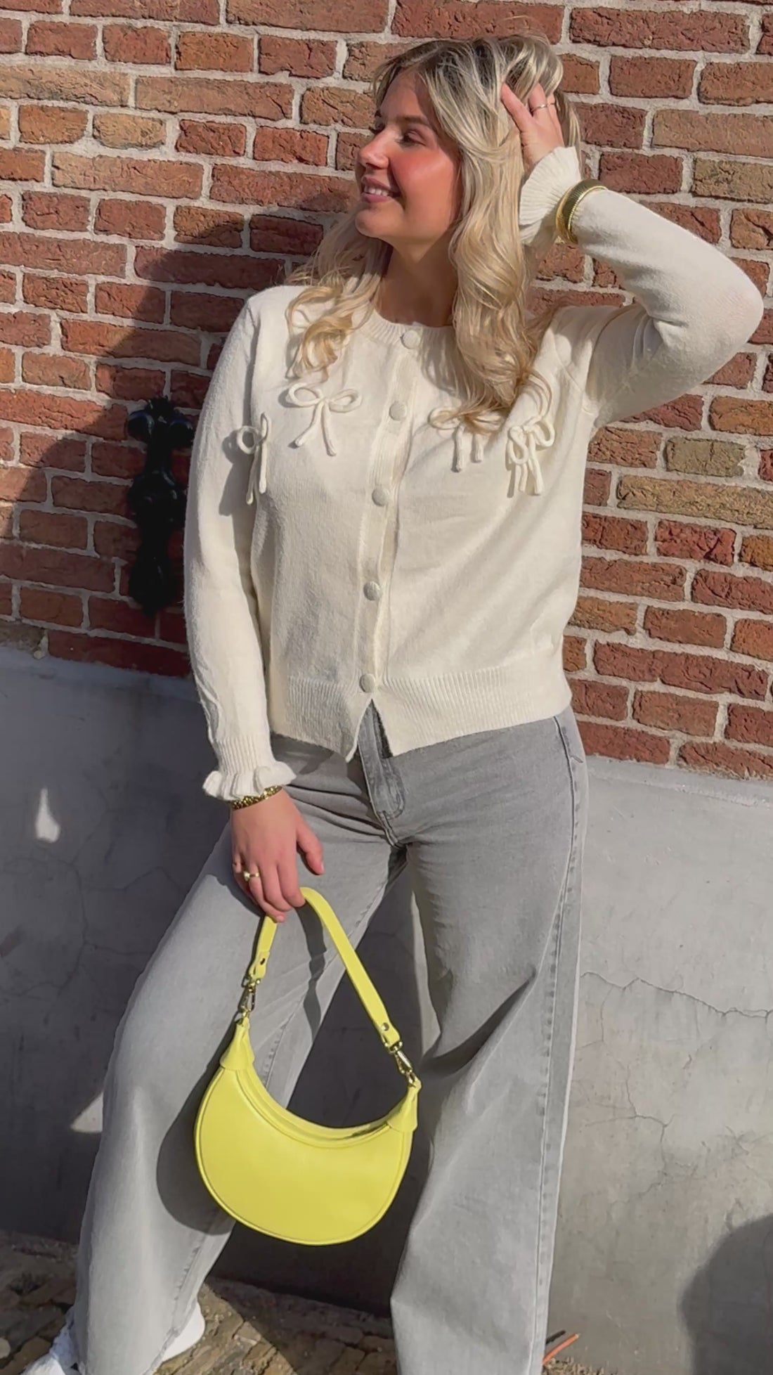 Bow Cardigan Creme 3287