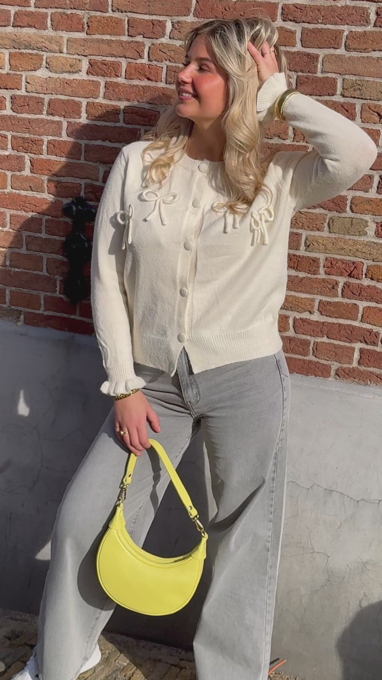 Bow Cardigan Creme 3287
